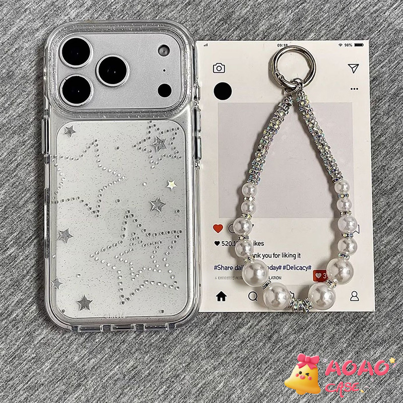 เคสโทรศัพท์ดวงดาวกเพชรสไตล์เรียบง่าย ผงเรืองแสง ดวงดาวกสีเงิน เหมาะสำหรับ iPhone 11 7 8 Plus 15 Pro Max 14 16 12 Pro 13