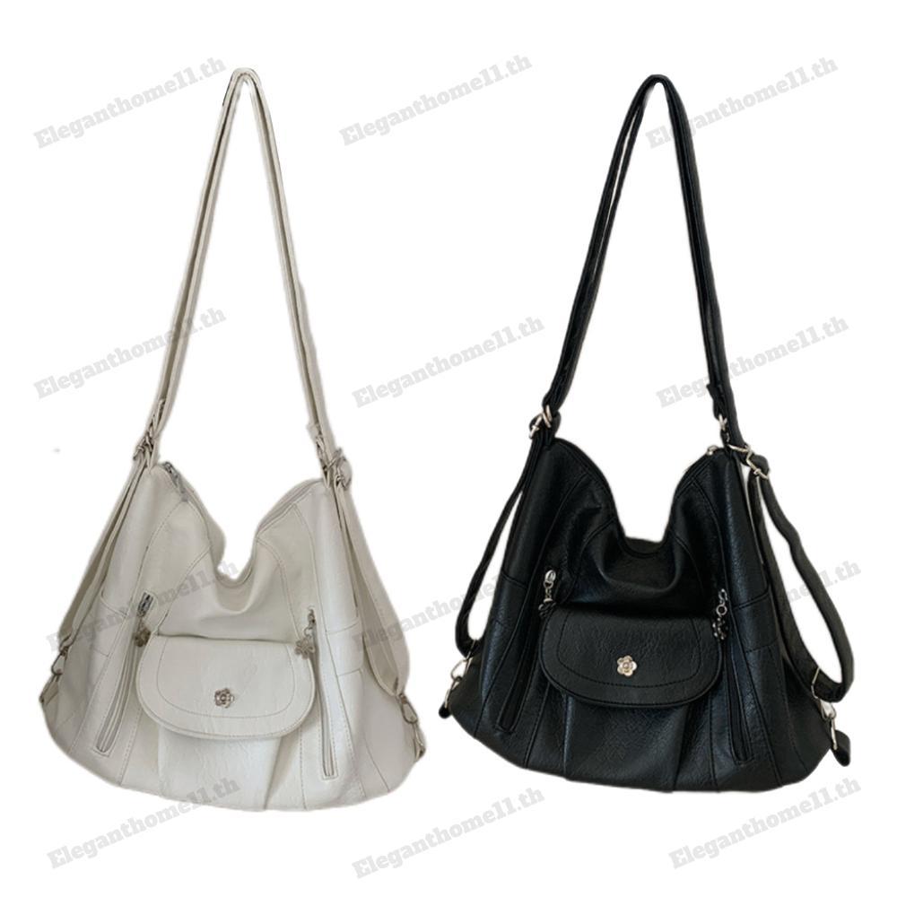 กระเป๋า tote หนังPU สไตล์ retro สีทึบ สำหรับถือ ช้อปปิ้ง และการทำงาน พร้อมใช้งานในชีวิตประจำวัน