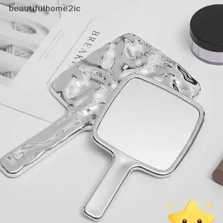 [ใหม่] Liquid Shape Square Mirror Mini Hand-Held Desktop Cosmetic Portable Makeup Mirror Travel Retro Style Beauty Mirror For Handbag [TH]