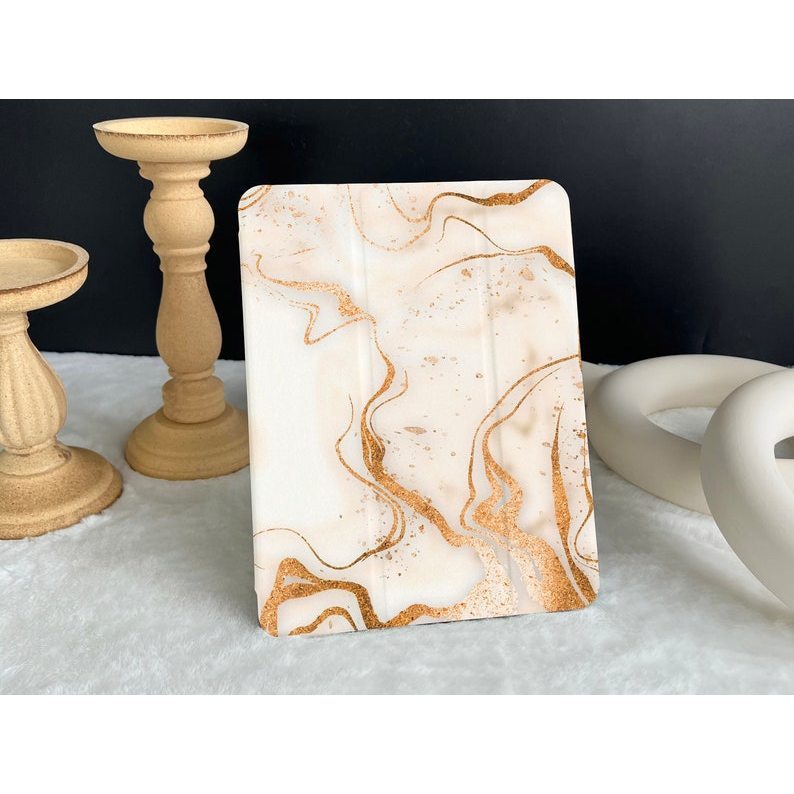 เคสไอแพดลายหินอ่อนสีทอง ไอแพด อากาศ 5 ใหม่ 2022 ไอแพด มือโปร 12.9' 2021 เคสไอแพดมินิ 6 เคสไอแพด 9.7"