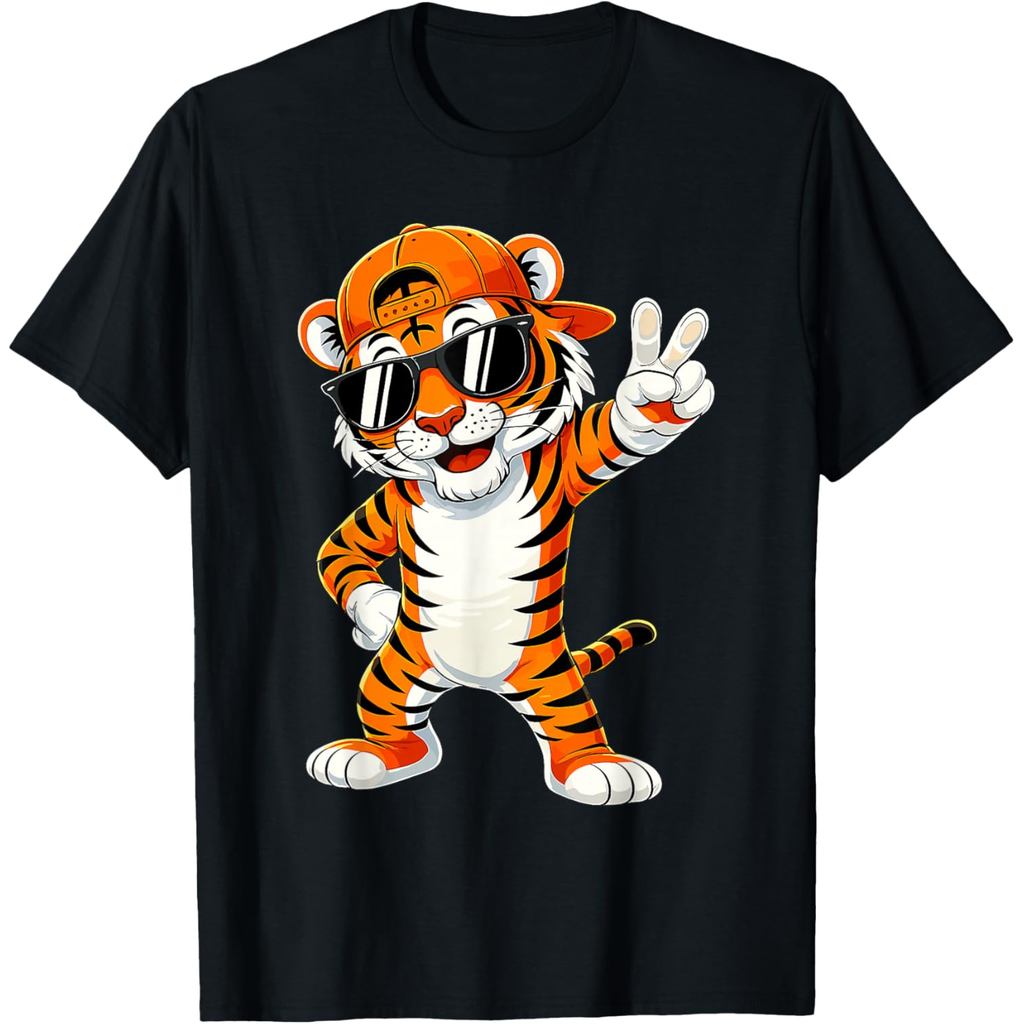 Cool Tiger Peace Hand Tiger with Sunglasses Tiger Animal T-Shirt