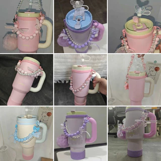 LINBAI กระติกน้ํา40ออนซ์ที่มีสีสันฉนวนแก้วน้ําด้วยฟางสูญญากาศ304สแตนเลส+เซรามิกชั้นผนังคู่รั่วซึมถ้วยน่ารัก