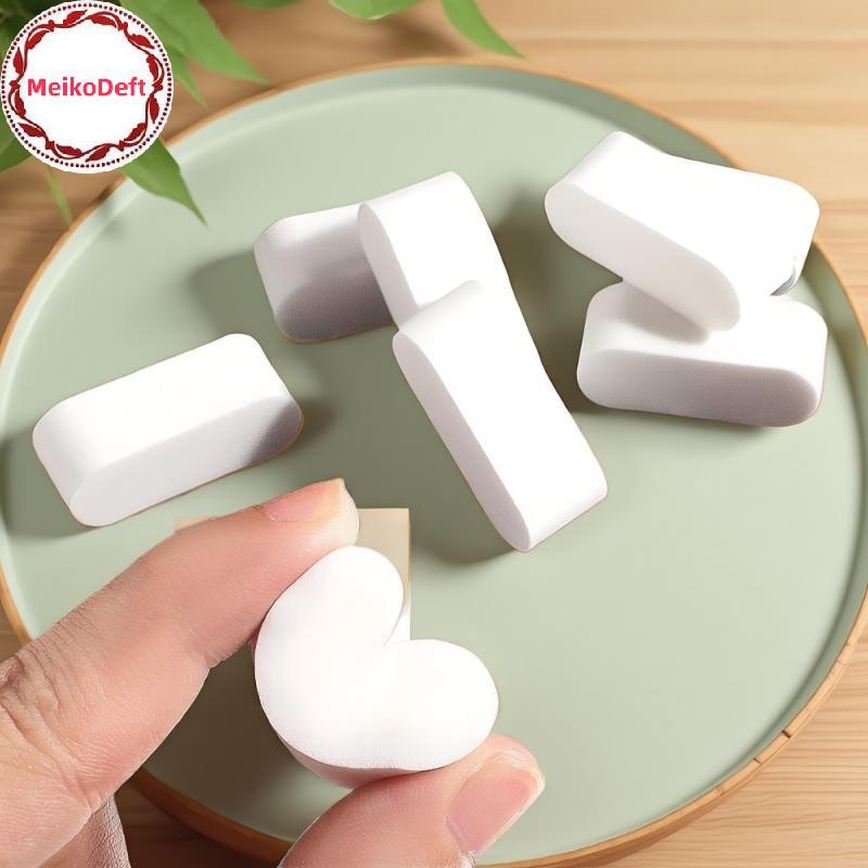 MeikoDeft 10 ชิ้นฟองน้ําแต่งหน้านุ่มเปียกและแห้งใช้พัฟสีขาว Foundation คอนซีลเลอร์ Smearing แป้งพัฟเ