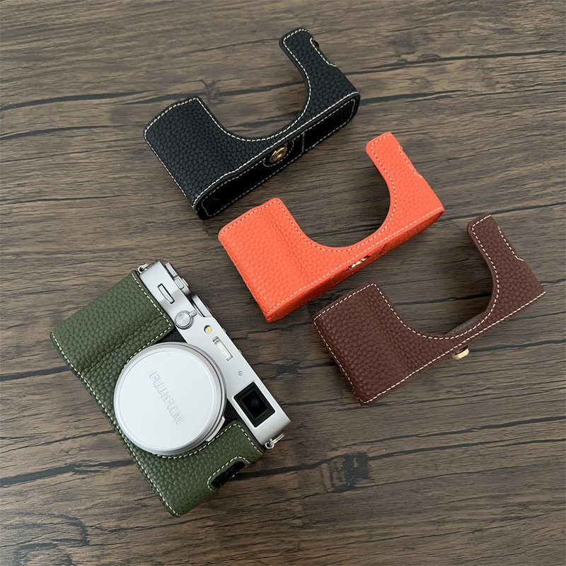เหมาะสําหรับ Fuji X100 VI Camera Half Case Base Fujifilm Leather Case Protective Cases
