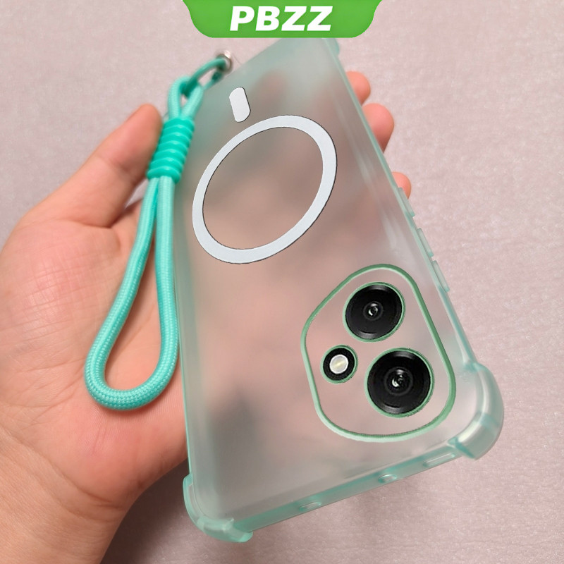 PBZZ สําหรับ honor 200 400 pro 200 400 lite 400 สมาร์ท X7D X7C 5G เคสโทรศัพท์ Softcase กันกระแทกการออกแบบใหม่ความงามสี่มุม frosted กึ่งโปร่งใสพร้อมเชือกเส้นเล็ก BWDTGSBS