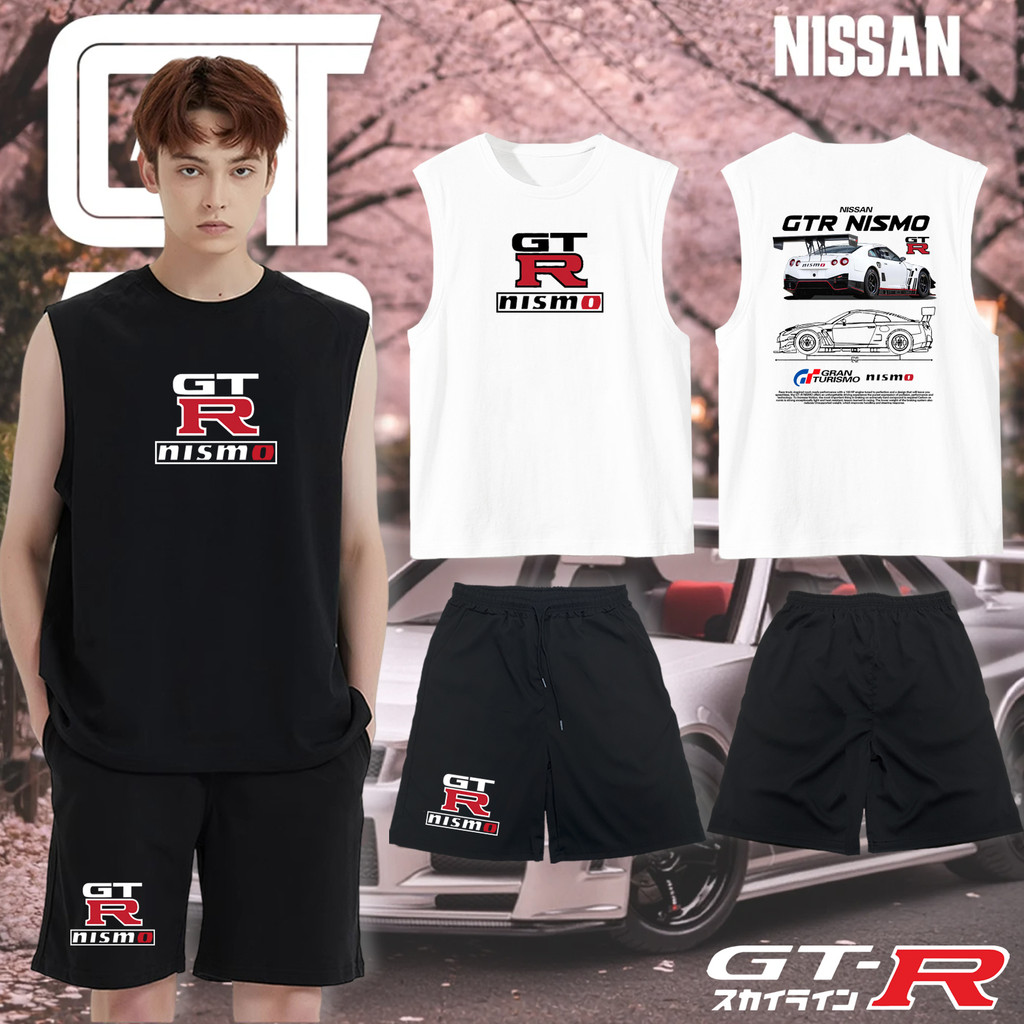 【Tanks and Shorts】 Nissan GTR Nismo Pattern GTR R32 R33 R34 R35 เสื้อกล้ามสำหรับผู้ชาย แขนกุด เสื้อย