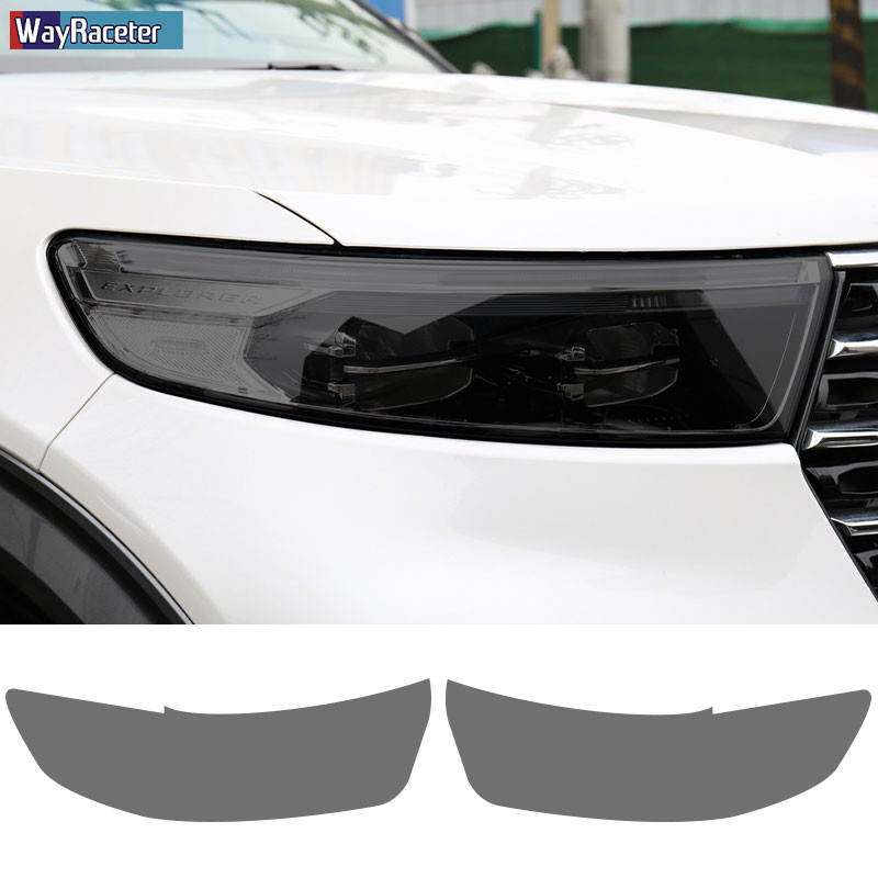 2 ชิ้นไฟหน้ารถป้องกันฟิล์มด้านหน้าโปร่งใสควันสีดําTPUสติกเกอร์สําหรับFord Explorer U625 MK6 2020 202