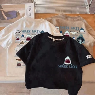 CODเสื้อยืดแขนสั้นเด็กลายฉลาม สไตล์เกาหลี สำหรับเด็กชาย-หญิง ฤดูร้อนปี 2026 จัดส่งภายใน 24 ชั่วโมง