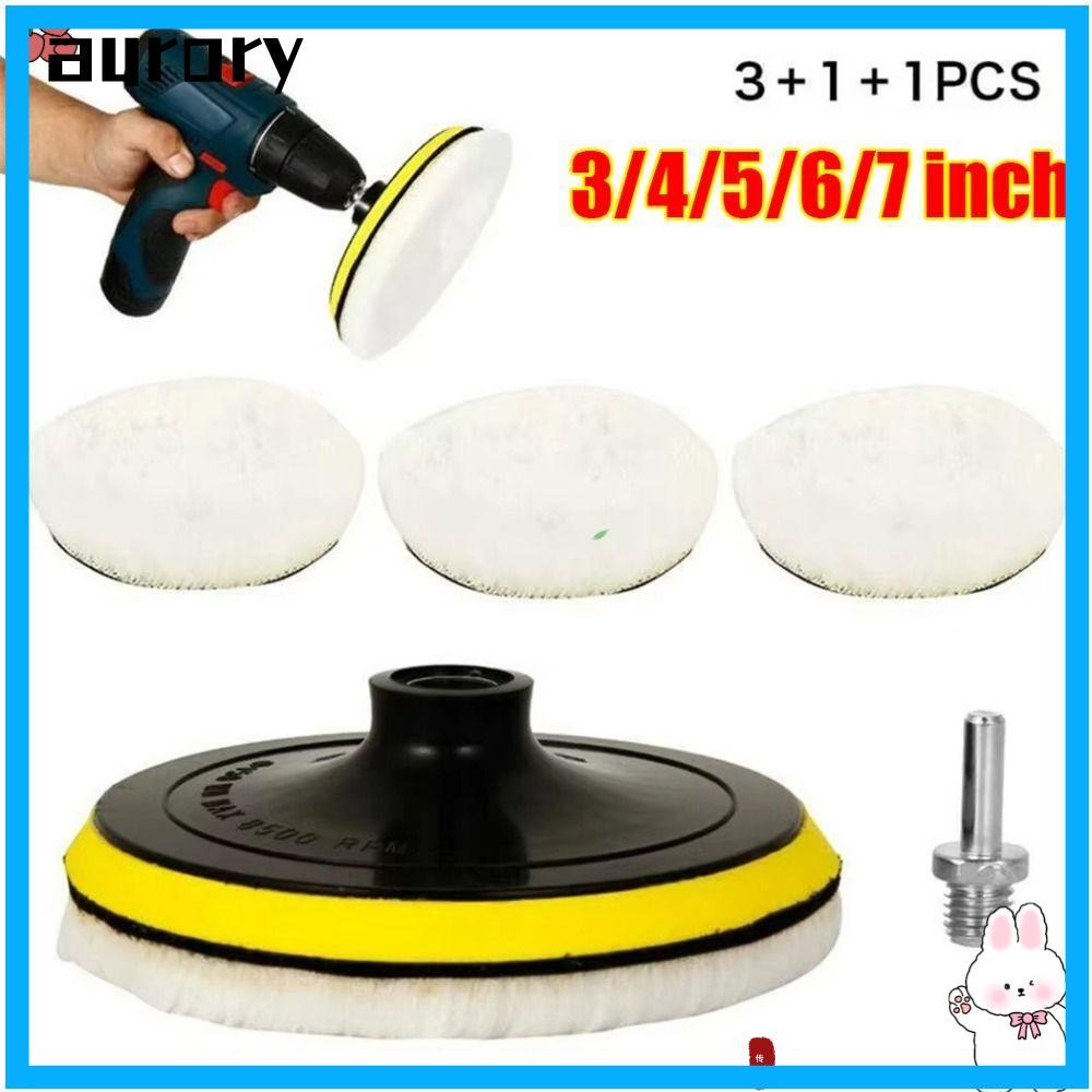 AURORY 5 ชิ้นชุดแผ่นขัดรถ, 3/4/5/6/7 นิ้ว T-shape รถแว็กซ์ฟองน้ําดิสก์, ทนทาน Flocking Buffing แว็กซ