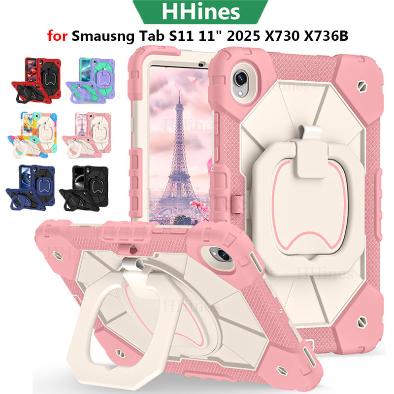สําหรับ Smausng Galaxy Tab S11 2025 11 นิ้ว X730 X736B A11 Plus A11 X133 S10 Lite S9 11 S10 FE X526 A9 SM-X110 A7 Lite กันกระแทกซิลิคอน PC Armor Stand ทนทานปกแข็งแท็บเล็ต
