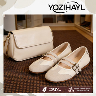 Women's Trending Anti suede and leather splicing High Quality Mary Jane Doll Shoes Footwear
