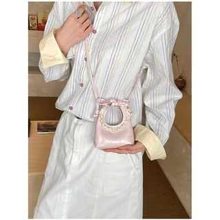 กระเป๋าถือและสะพายได้สไตล์เกาหลี แบบ-mini ladylike pu สำหรับหลายโอกาส