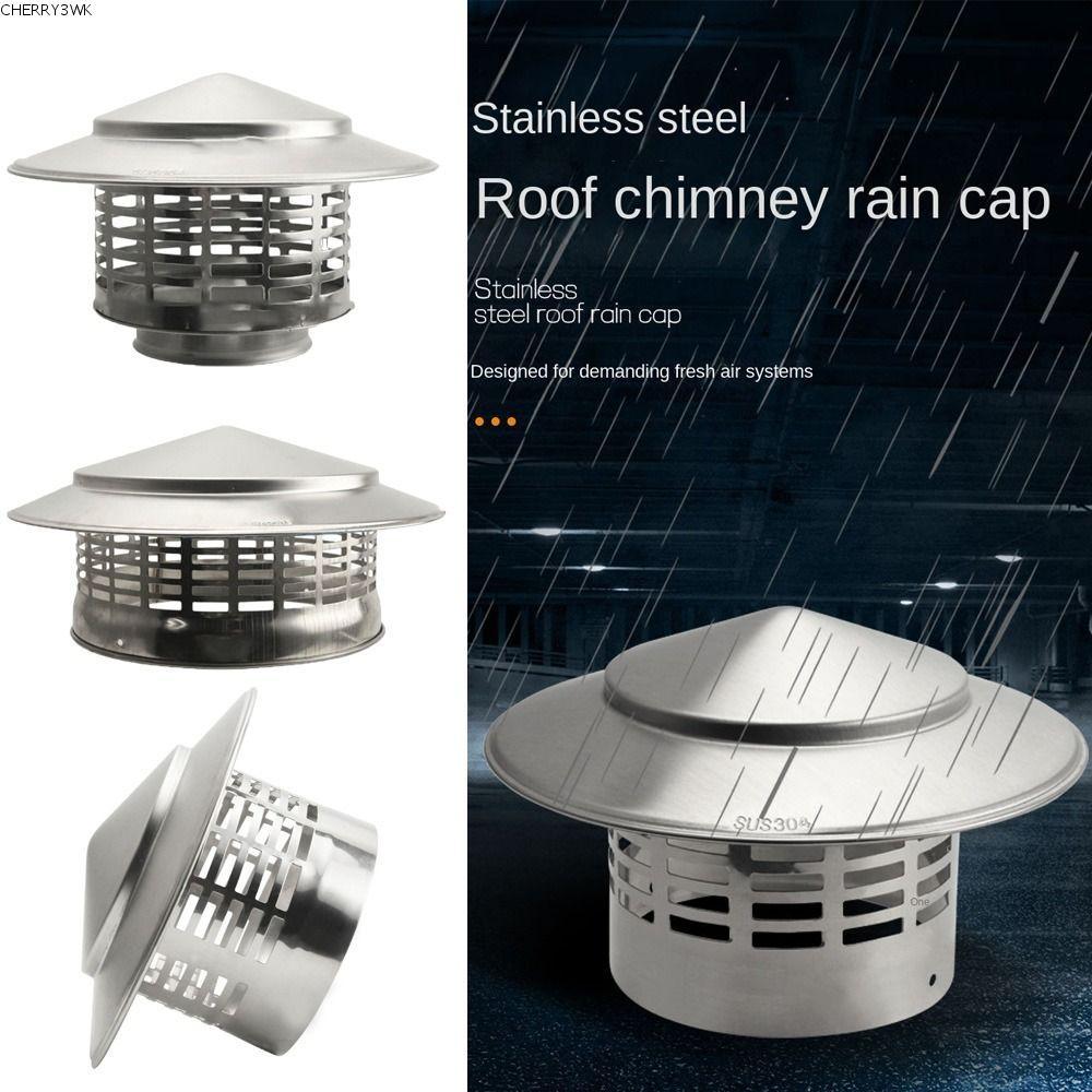 19VJKEPSHOP หมวกปล่องควันดูดควันผนังภายนอกหมวกกันฝนระบายอากาศทนทาน 75-200 มม. Stainles Steel Air Outlet ระบบระบายอากาศ
