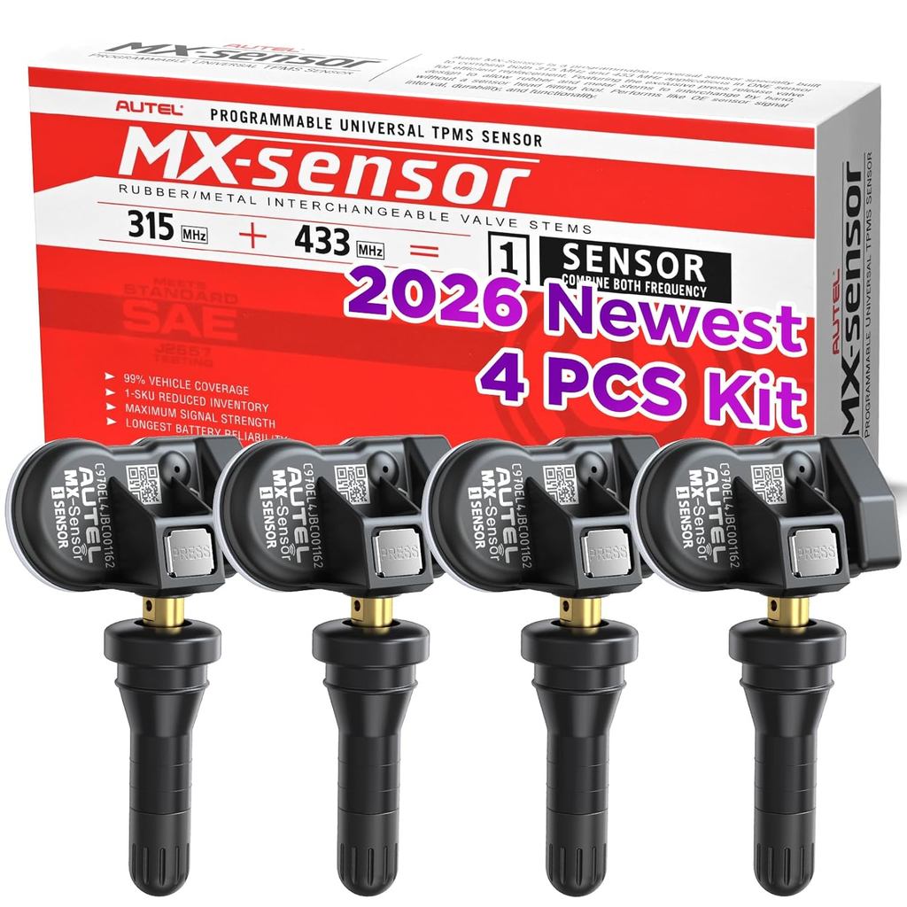 เซ็นเซอร์ TPMS Autel ชุด 4, MX-Sensor 2in1 315MHz+433MHz เซ็นเซอร์ความดันยาง, ก้านยางสากลโปรแกรมโดย 