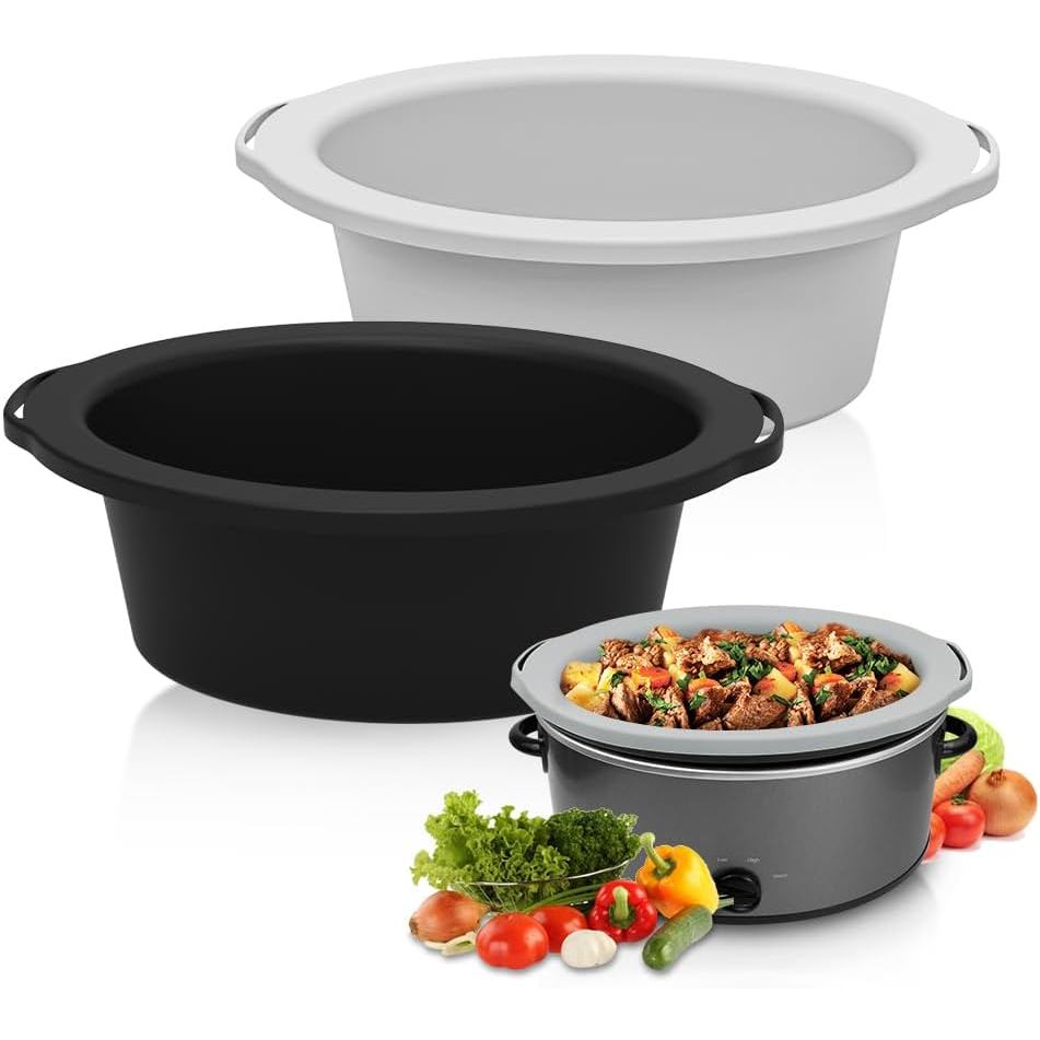 ChefAid แผ่นซับหม้อหุงช้า,ซิลิโคน 100% Reusable Crock Pot ใส่อุปกรณ์เสริมสําหรับ 6-8 รูปไข่หรือรอบ Q