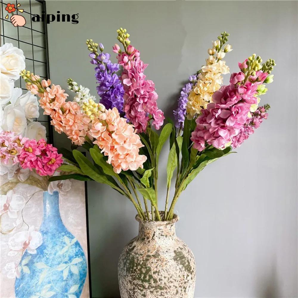 Aiping ผักตบชวาประดิษฐ์,ดอกไม้เจ้าสาวใหญ่ดอกไม้สีม่วงปลอม,ตกแต่งประดิษฐ์ผ้าไหมประดับ Flores DIY ดอกไม้ประดิษฐ์สําหรับตกแต่งบ้านงานแต่งงาน