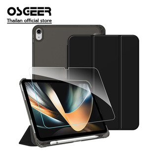 OSGEER Case & Screen Protector ชุดสําหรับ iPad Gen A16 12th/11th/10th Air 8 7 6 5 4 M2 M3 M4 Pro M4 M5 11 นิ้ว | ที่ใส่ดินสอในตัว ด้านหลังพร้อมขาตั้ง Trifold Auto Wake/Sleep