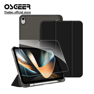 OSGEER Case & Screen Protector ชุดสําหรับ iPad Gen A16 12th/11th/10th Air 8 7 6 5 4 M2 M3 M4 Pro M4 M5 11 นิ้ว | ที่ใส่ดินสอในตัว ด้านหลังพร้อมขาตั้ง Trifold Auto Wake/Sleep