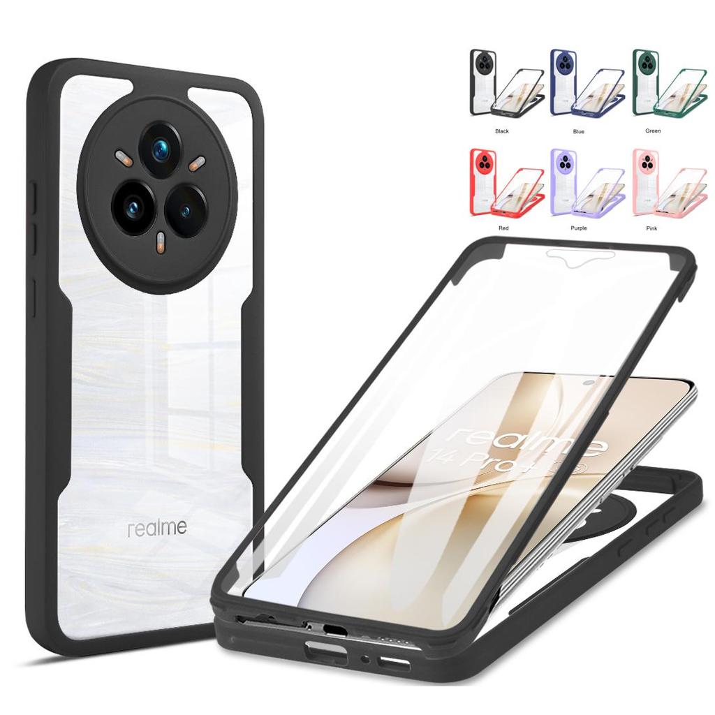 360° เคสโทรศัพท์กันกระแทกแบบใสเต็มตัวเหมาะสําหรับ OPPO Realme 14 Pro + Plus 5G Drop-proof ใหม่ฝาครอบ