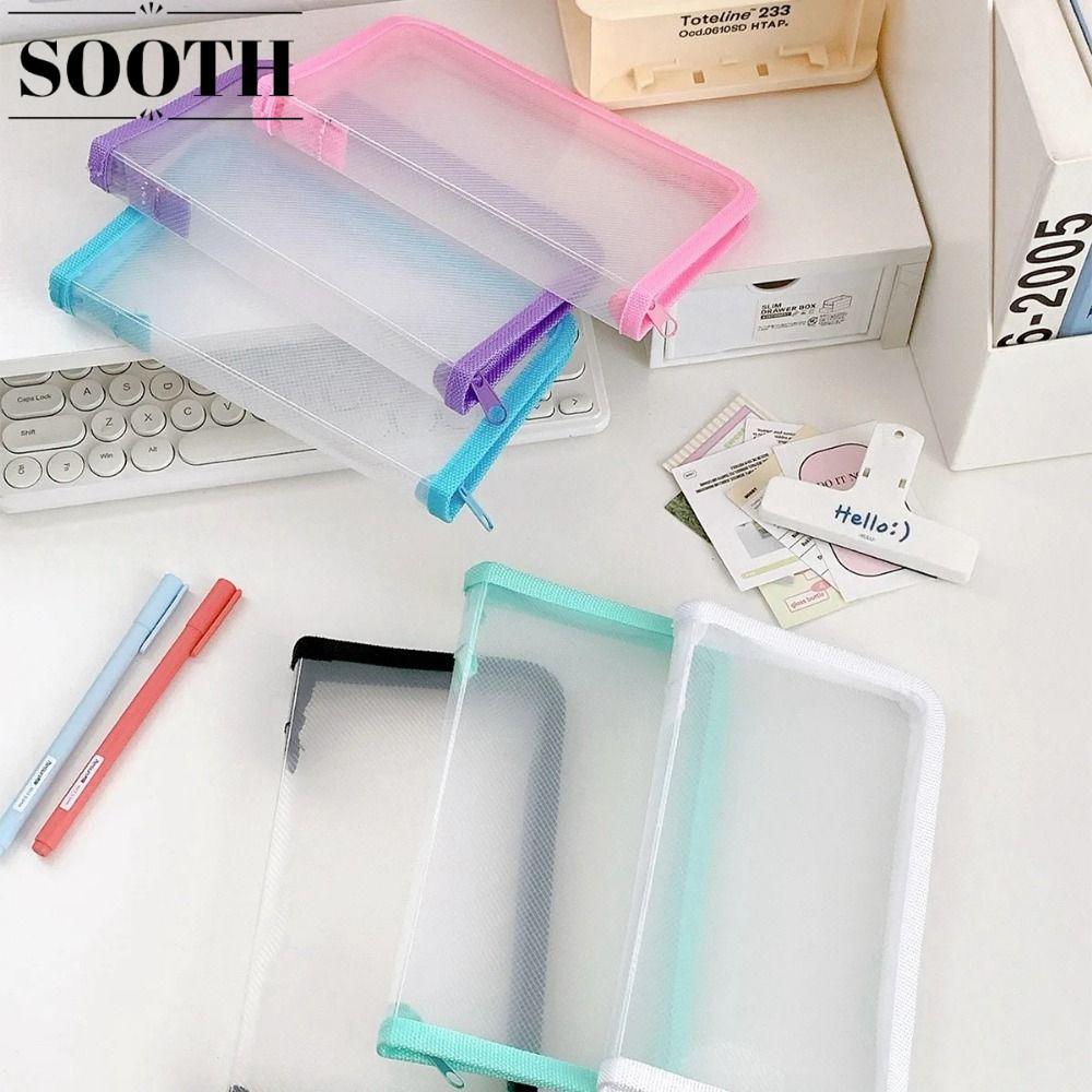 กระเป๋าเก็บ SOOTH, A6 Mini Diagonal PP Zipper Bag, Simple Transparent with Zipper File Sorting Bag S