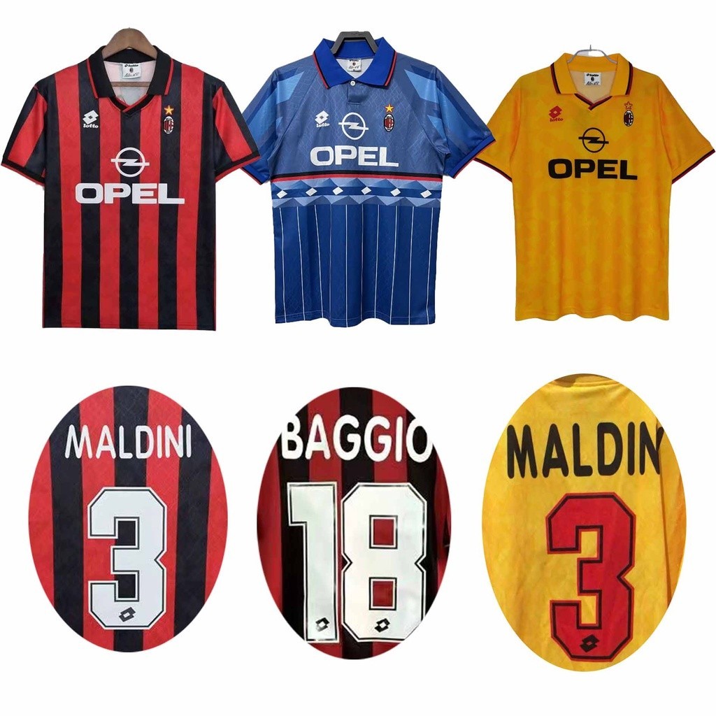 S-XXL [Retro Issue] 9596 AC milan Maldini Baggio เสื้อฟุตบอล เสื้อฟุตบอลแมน