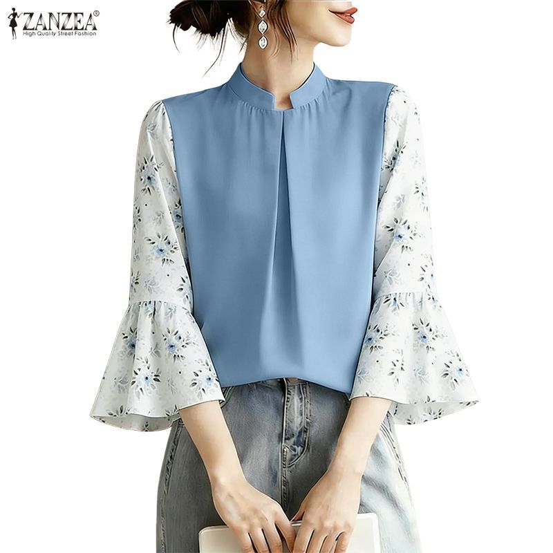 ZANZEA เสื้อเบลาส์ลายดอกไม้สำหรับปาร์ตี้ สไตล์ลำลองสำหรับผู้หญิง ราคา ถูกที่สุด ดีลบีเคเค