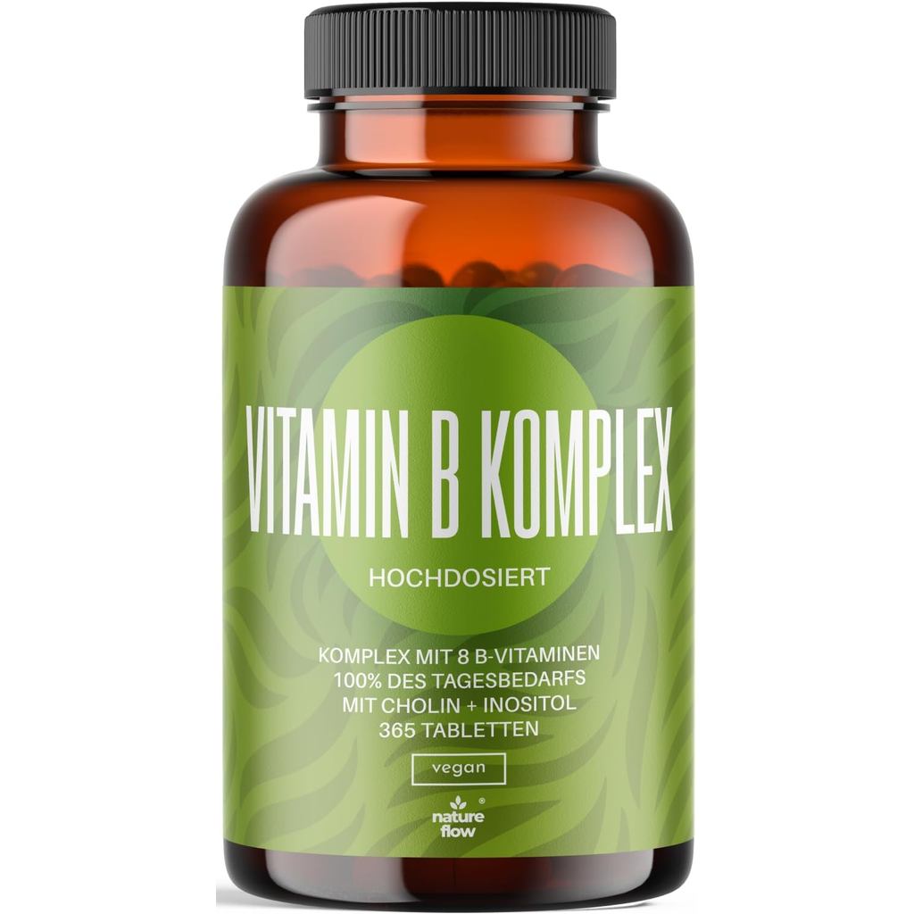 วิตามินบีรวม 365 เม็ด ประกอบด้วยวิตามินบี 8 ชนิด (B1, B2, B3, B5, B6, B7, B9, B12), โคลีน และความต้อ