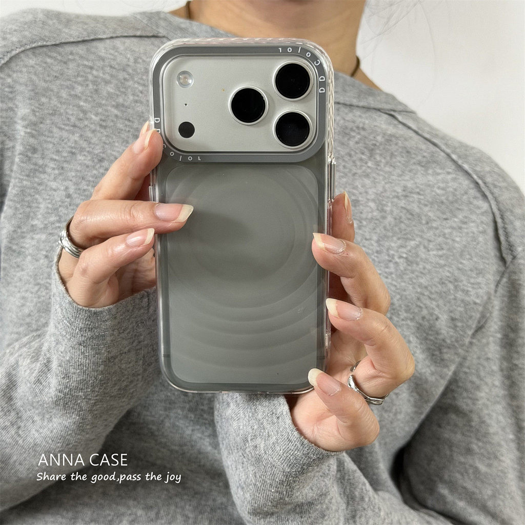 ฤดูร้อนสีเทาใส 3D Ripple Texture Glossy โปร่งใสสําหรับ iPhone 17 17Pro 17Promax 16 16Pro 16Promax 15 15Pro 15Promax 14 14Promax