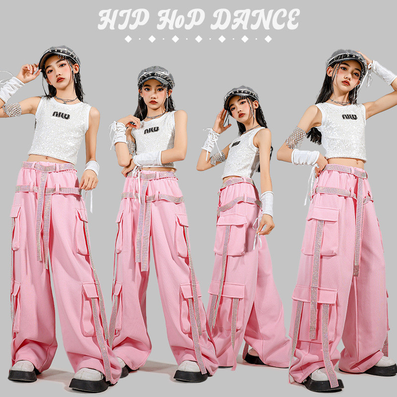 女童hoodie 士hiphop表 เครื่องแต่งกายหญิง Punking Suspender heart工 Powder สี jazzs Rades girls jazz และ h