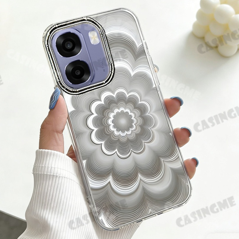 OPPO A6x หรูหราชุบดอกไม้ผิว Matte ปลอกดอกไม้ที่มีสีสันฝาหลังสําหรับ OppoA6 Oppo A6t A6x A6i 6 6A Pro 4G 5G กันกระแทกป้องกันเคสโทรศัพท์