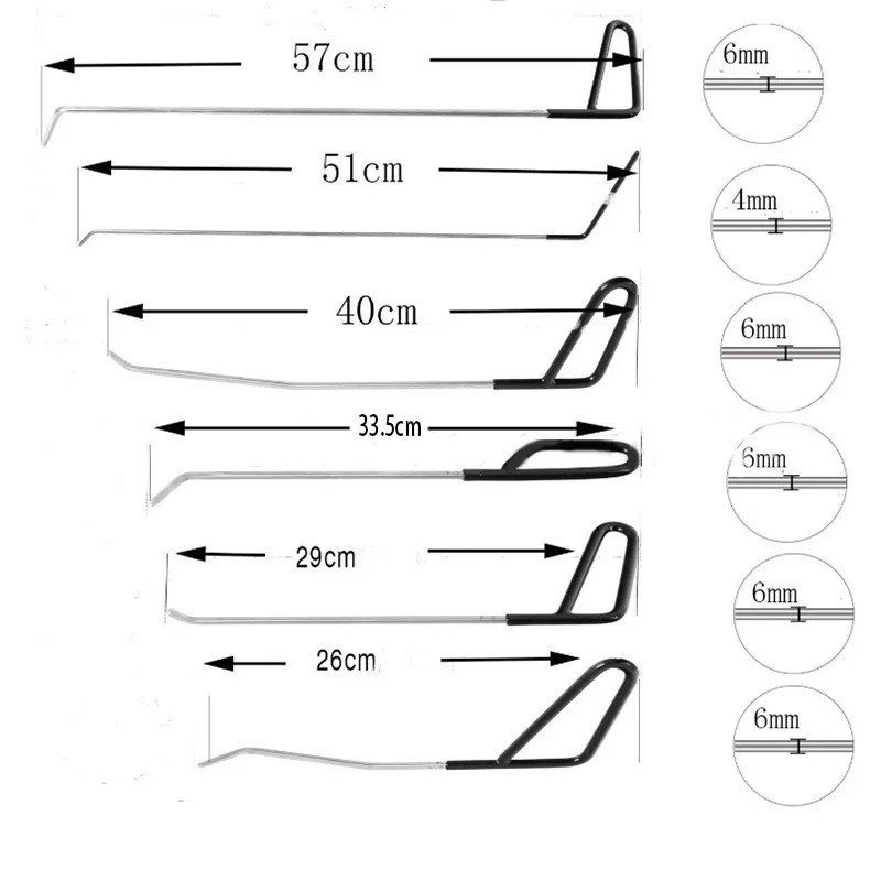 รถ Body Dent Removalชะแลงชุด Auto hail Dent disassembly ซ่อมตะขอ Push Rods เครื่องมือสําหรับการประชุ