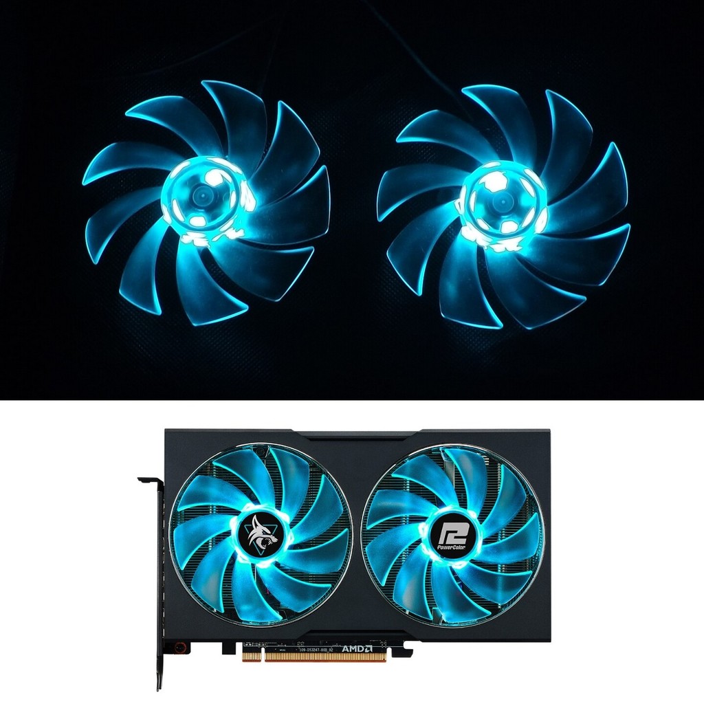 Shaoxun Hellhound RX7600 7650 7600XT พัดลมการ์ดกราฟิก Dual Ball LED แสงสีฟ้า