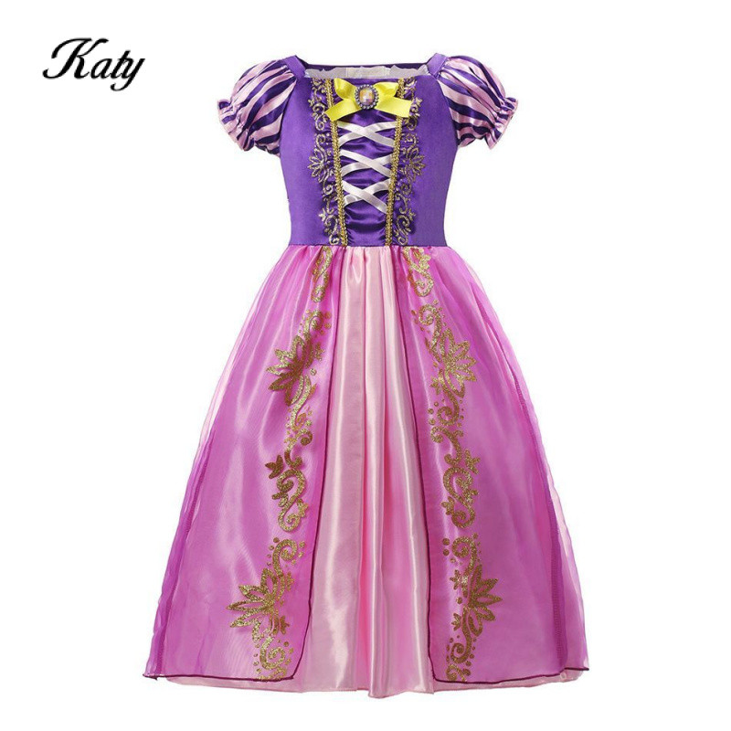 กระโปรงเด็กผู้หญิง Disney Escape Le Pei Rapunzel เสื้อผ้าคอสเพลย์สำหรับวันฮาโลวีนและฤดูร้อน