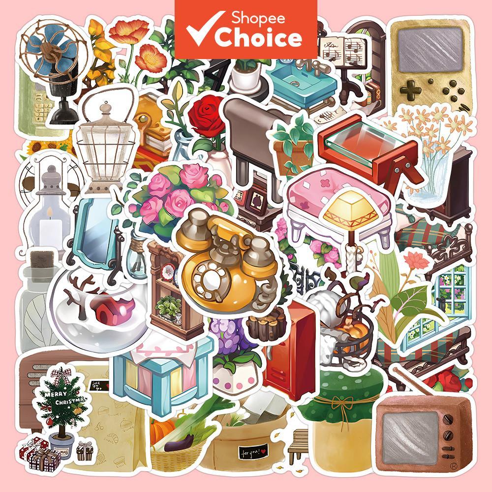 Girly Style Stickers Aesthetic Cute Stickers สติ๊กเกอร์กันน้ํา 60 ชิ้น สติ๊กเกอร์แล็ปท็อป Journal