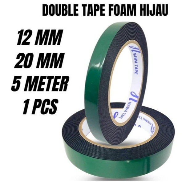 HIJAU โฟมเทปคู่สีเขียว 5M x 12MM 20MM 5M โฟมกาวสองหน้า 5 เมตร