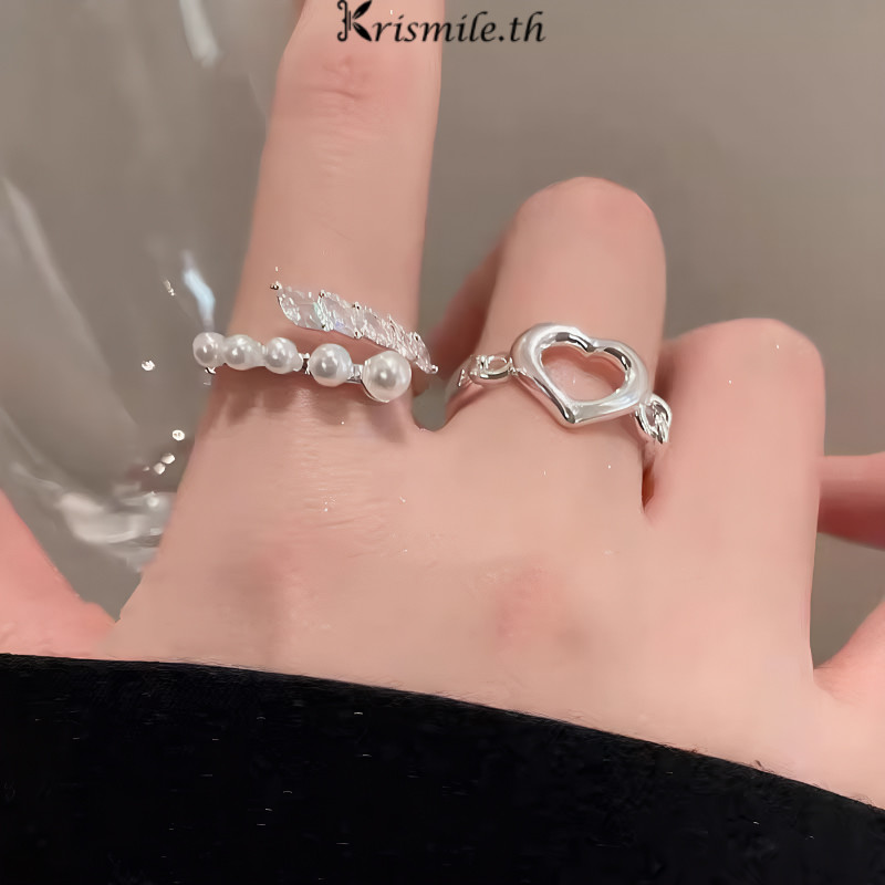 COD-ในไทย🎀แหวนผู้หญิง ปรับได้ เปิดด้านหน้า สองชิ้น ชุดแหวน ดีไซน์ไม่ซ้ำใคร ใช้งานได้หลากหลาย ทันสมัย