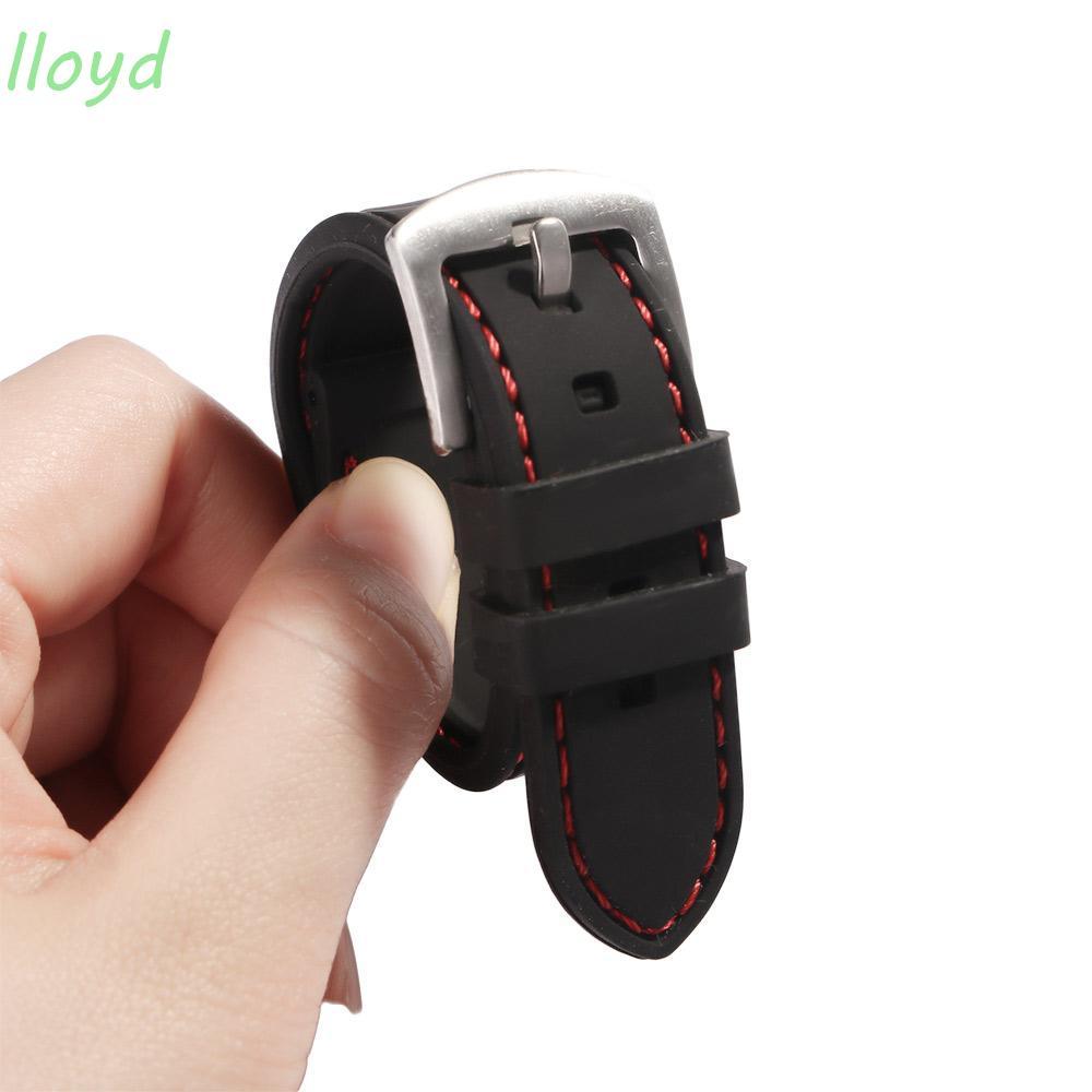 LLOYD สายนาฬิกา Blcak กันน้ํา Universal 20 มม.22 มม.24 มม.กีฬานาฬิกายาง Accs