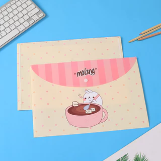COZII แฟ้ม ใส่เอกสาร A4 ลายการ์ตูน สวยงาม น่ารัก พลาสติก เครื่องเขียน มีกระตูน หนา ซองกระดุมพลาสติก