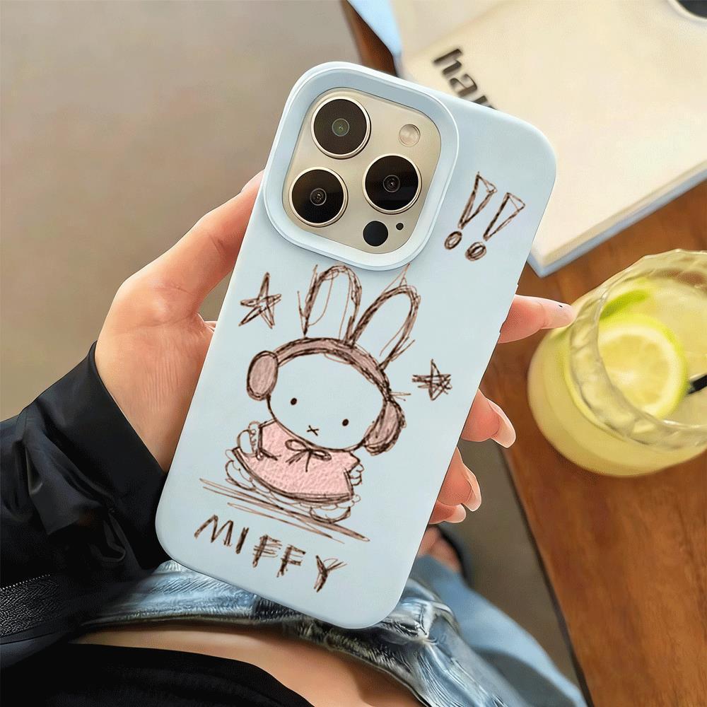 Miffy สวมรองเท้าแตะ เคส iPhone 16 17 Air silicon 14/13/11 Pro