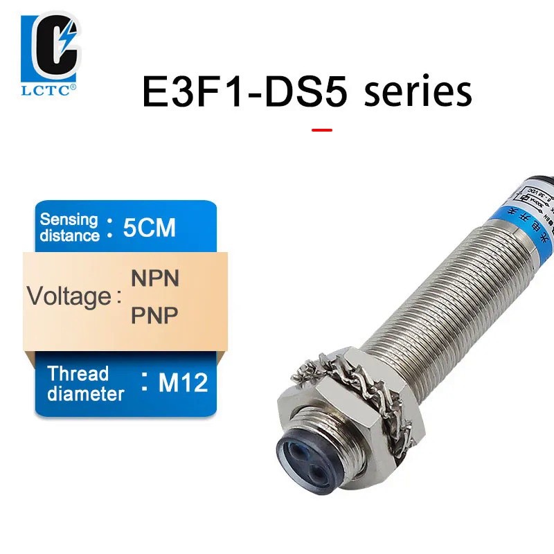 สะท้อนกระจาย, สวิตช์โฟโตอิเล็กทริกอินฟราเรด, เซ็นเซอร์, E3F1-DS5C4/B2/P1/P2/N1/N2-A, ระยะทาง: 5