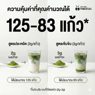 ผงมัทฉะเข้ม INTENSE PANDATEAS เซ็ต 5 50g x5 รวม (250g) แถมช้อน