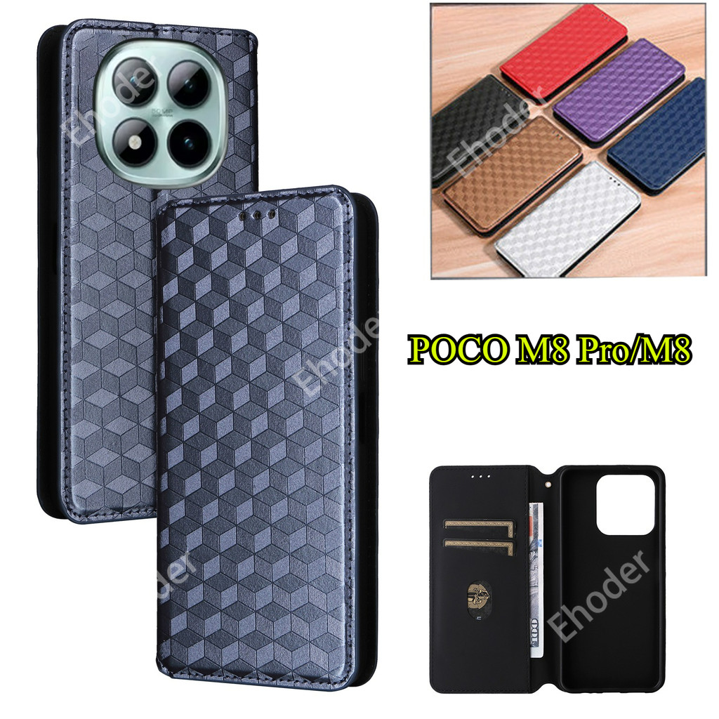 ปลอกสําหรับ POCO M8 Pro POCOM8 5G 2026 กระเป๋าสตางค์ช่องใส่การ์ดแม่เหล็กปกหนังสําหรับ POCOM8Pro M8Pr