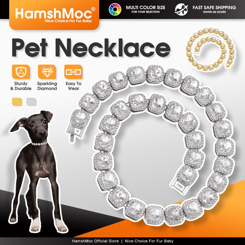 HamshMoc สร้อยคอสัตว์เลี้ยงแฟชั่น Rhinestone อุปกรณ์เสริมทนทาน Clasp ปรับความยาวได้สําหรับ All Breeds Photo Ready