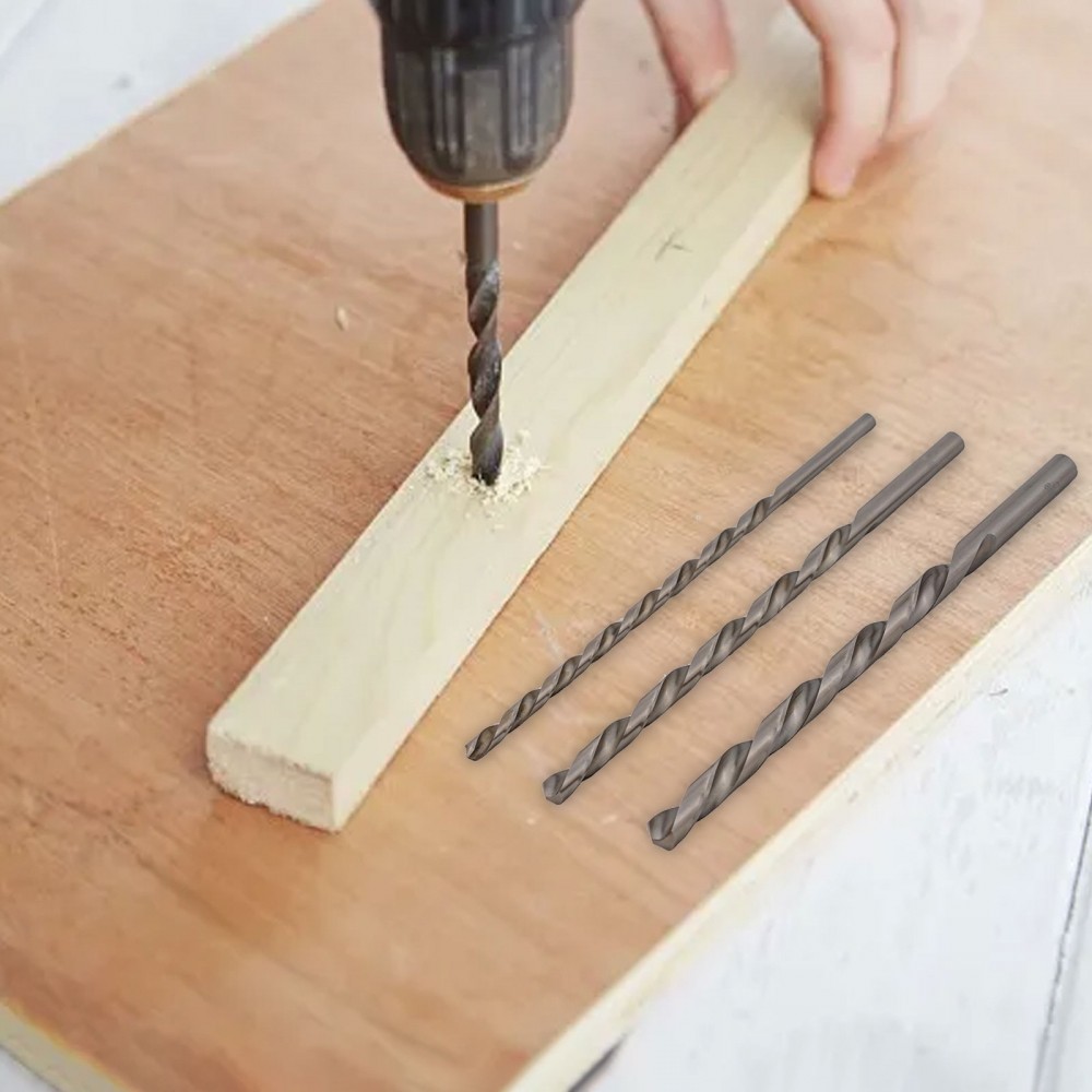 Professional Grade High Speed Steel HSS Drill Bits 200mm Extra Long 3PC 6 8 10mm