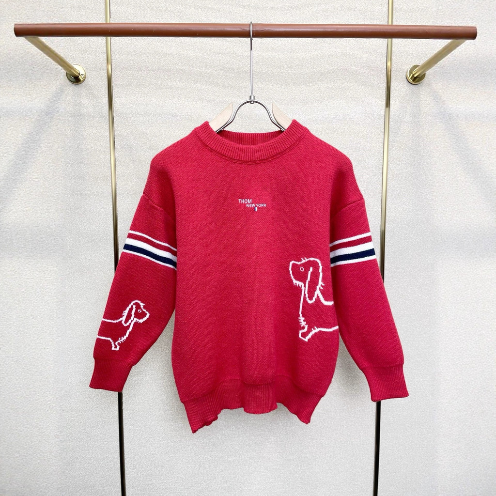 0SLB thombrowne Puppy Round Neck Wool Blend Sweater for Men and Women