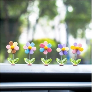 1-5ชิ้นดอกไม้สายรุ้งแดชบอร์ดเครื่องประดับ-คอนโซลกลางสั่นตกแต่ง-ตลก,น่ารัก,หลายสี-ดอกไม้โชคดี,A00308