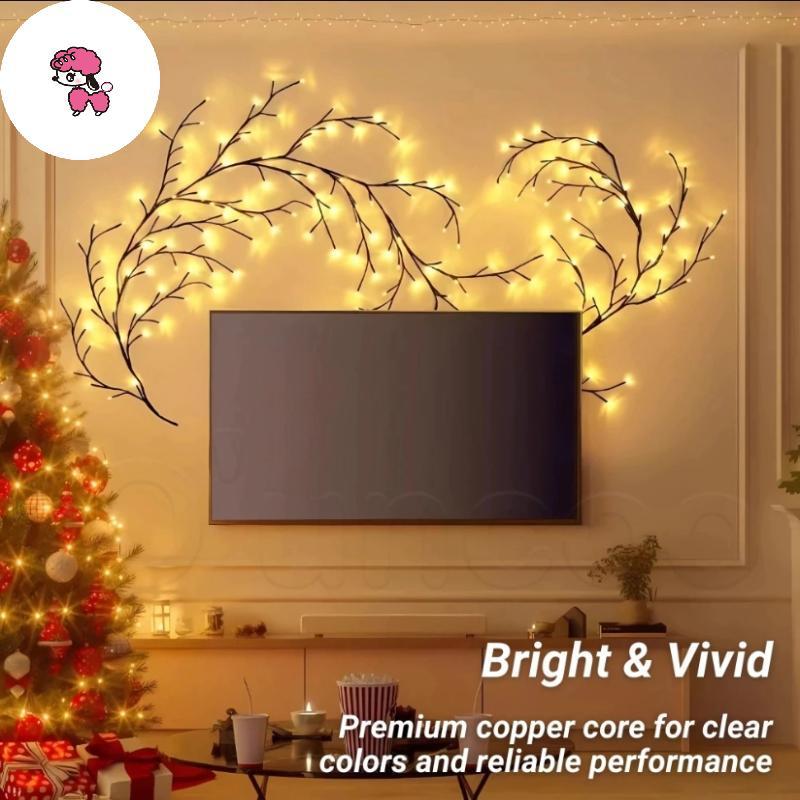 FOT DIY Willow Tree สาขาโคมไฟ 8 โหมดแสงสําหรับห้องนอน Wall Decor VN