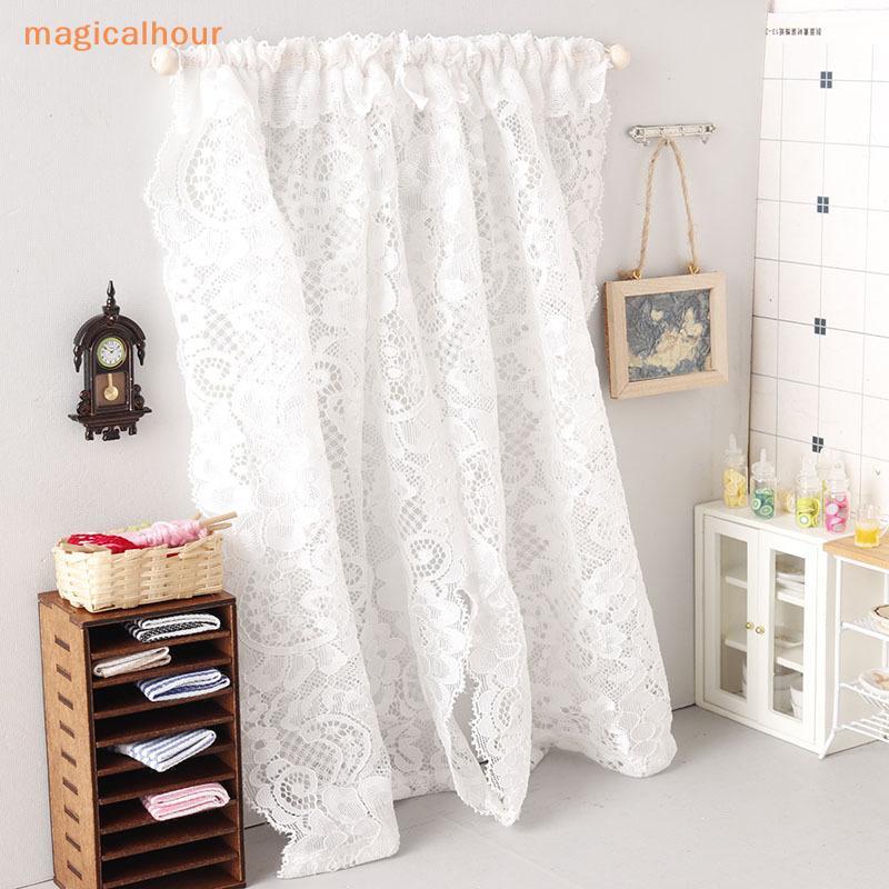 ชั่วโมงมหัศจรรย์^ 1/12 Dollhouse Miniature Lace Curtain Doll Home Bedroom Furniture Decor Dolls Hous