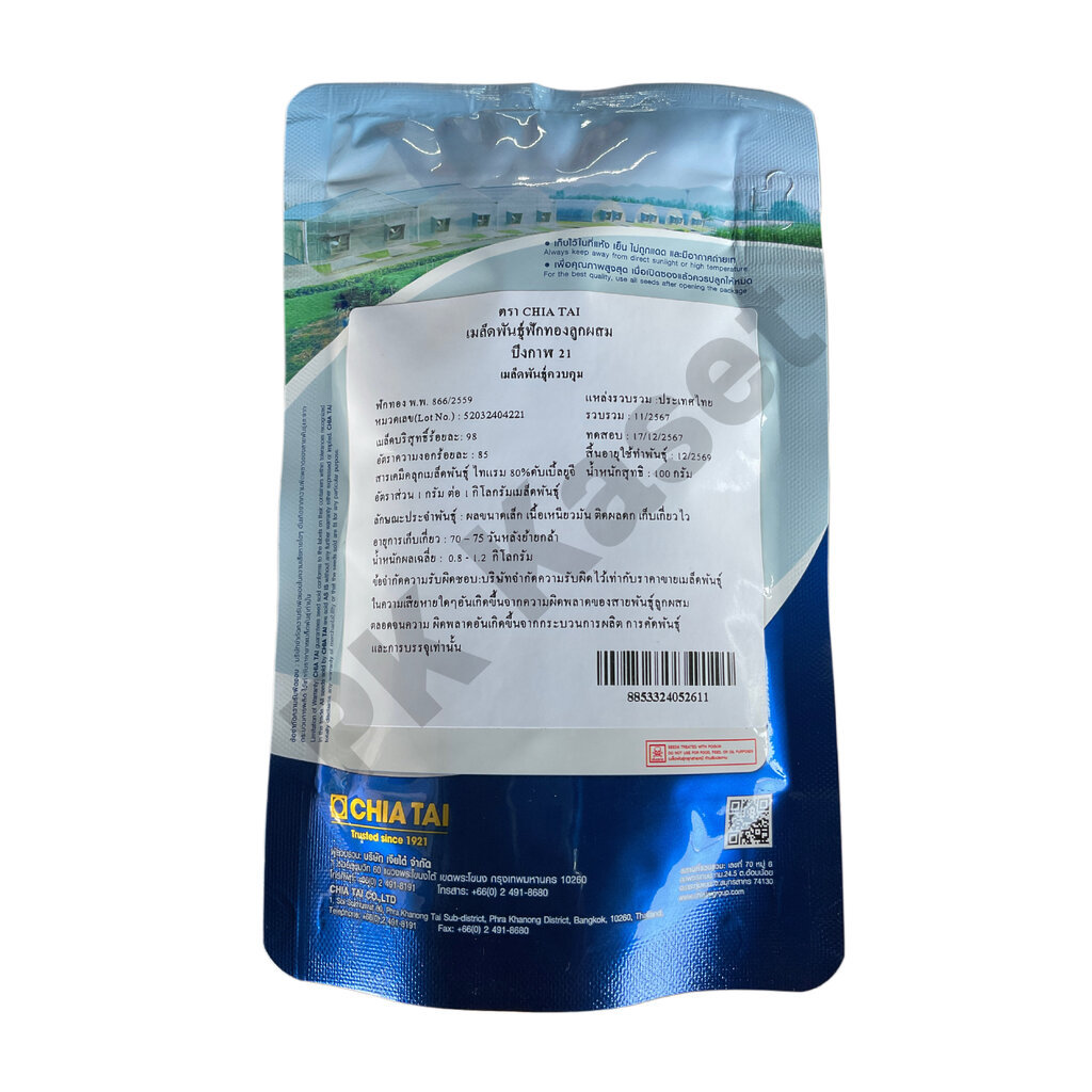 เมล็ดฟักทอง บึงกาฬ 21 100g เจียไต๋ CHIA TAI ฟักทองลูกผสม - รูปที่ 2