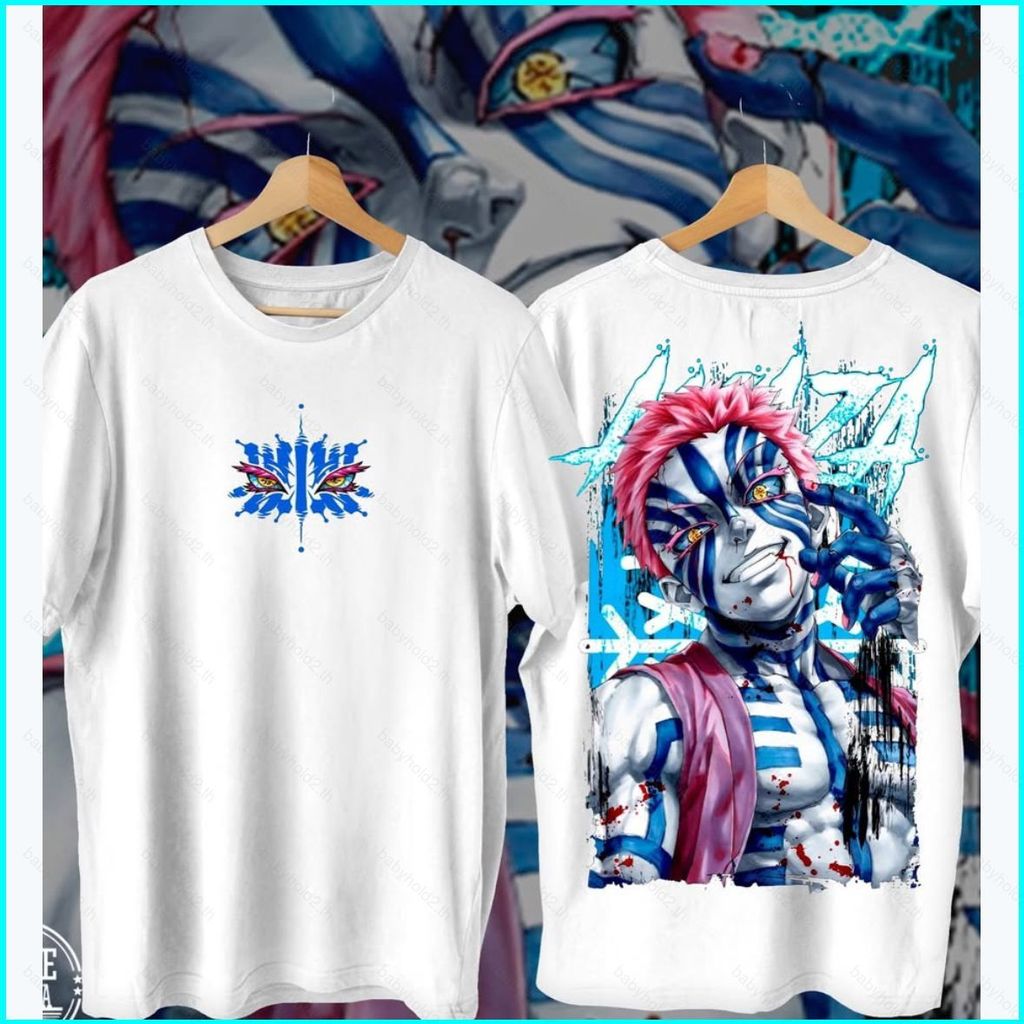 เสื้อยืดผ้าฝ้ายDemon Slayer ขนาด110ซม.-6XL ลายAkaza Hakuji สำหรับฤดูร้อนแขนสั้น